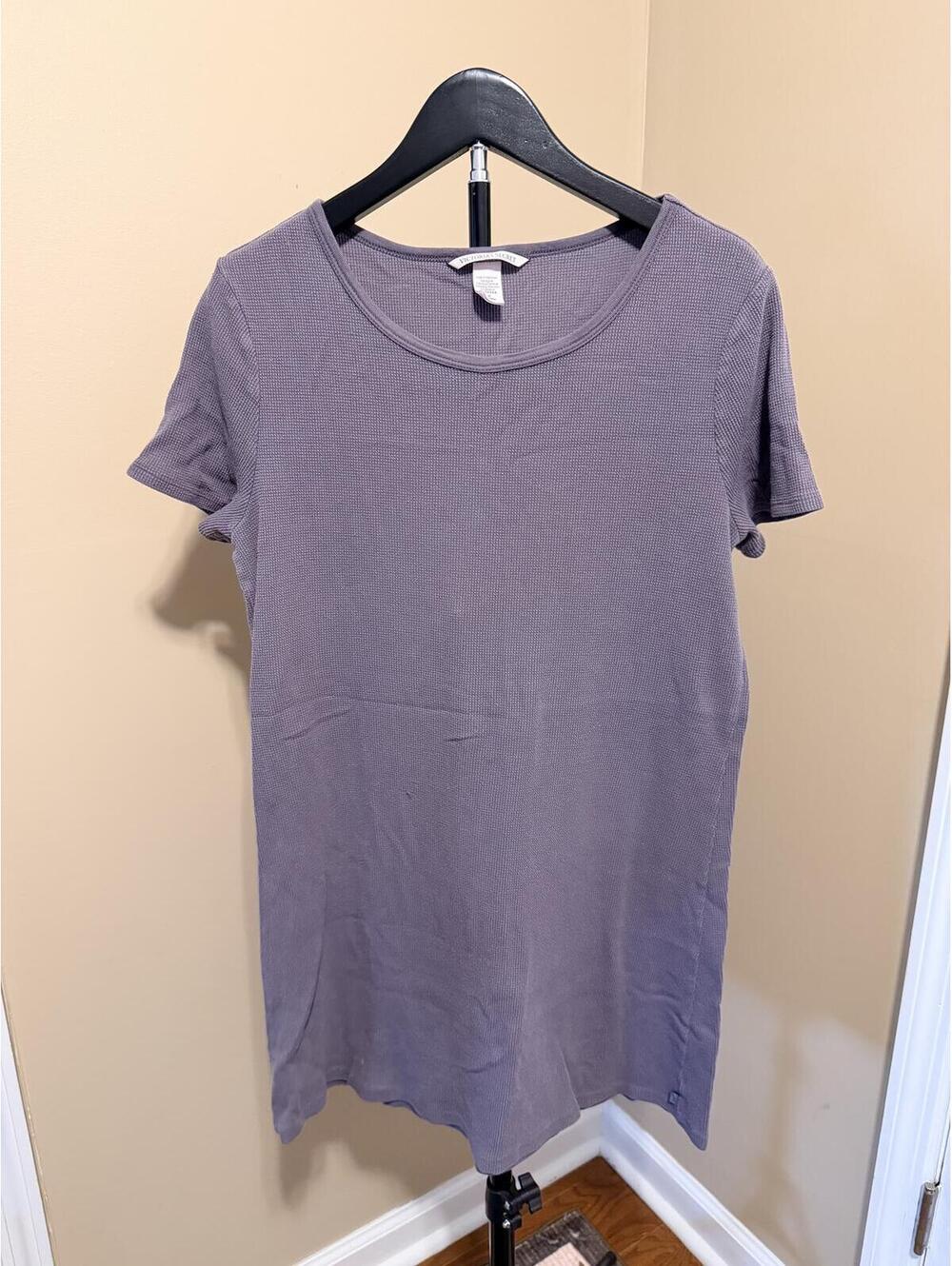 Victoria's Secret Waffle Knit Sleep Shirt Nightgown Gray Purple Women's Medium
